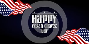 Happy Cesar Chavez Day White text design Font name VexlerSlip-Regular photo