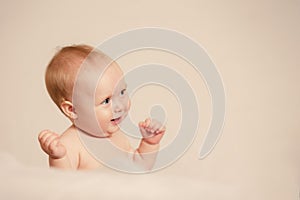 Happy Chabby Baby Smile in Sit Position Portrait. toned image