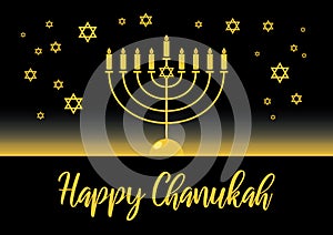 Happy Chanukah golden menorah vector