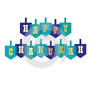 Happy chanukah typography with dreidels