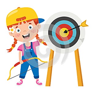 Happy Character Playing Archery Game
