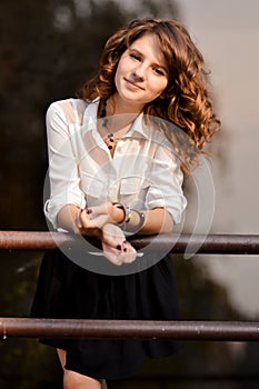 Happy,cheerful,smiling,attractive school girl with perfect white smile