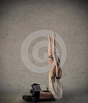 Happy cheering woman