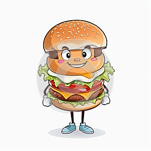 Happy Cheeseburger Character