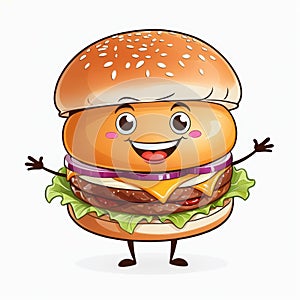 Happy Cheeseburger Character