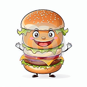 Happy Cheeseburger Character