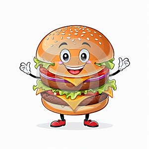 Happy Cheeseburger Character