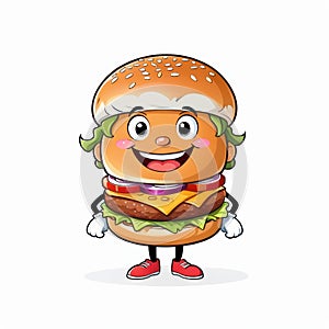 Happy Cheeseburger Character