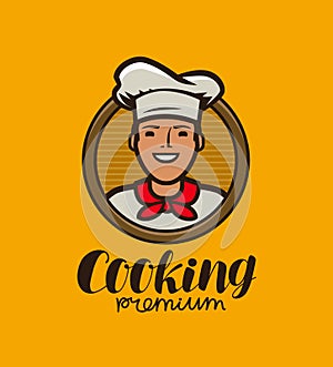 Happy chef in hat logo. Menu design for cafe and restaurant