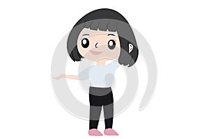 Happy Chibi Character Vector with Blue T-shirt