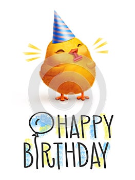 Happy chick celebrates birthday.