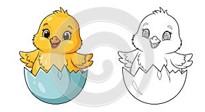 Happy Chick Hatching from an Easter Egg Coloring Page Spring Holiday Activity