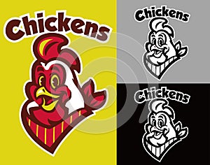 Happy chicken mascot head