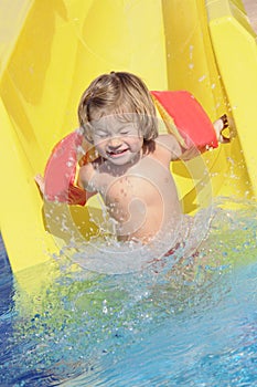 Happy child in aquapark