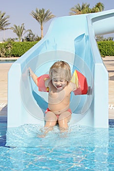 Happy child in aquapark