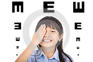 Happy child with eyesight concept