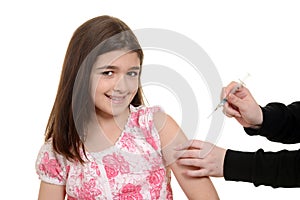 Happy child getting immunization injection
