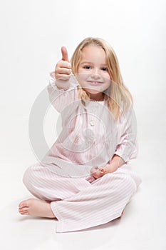 Happy child in her pajamas