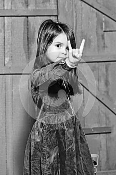 Happy child. Little girl with gesture