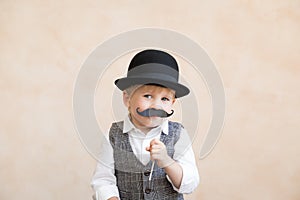 Happy child playing in home