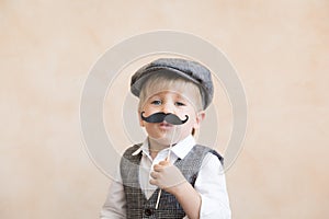 Happy child playing in home