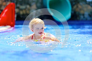 Happy child playing in swimming pool