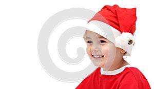 Happy child in santa claus hat