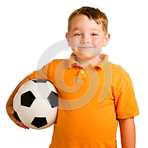 Happy child with soccer ball