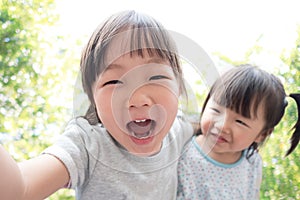 Happy child take a selfie