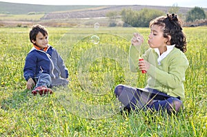 Happy childhood on green