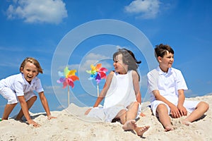 Happy children on beach