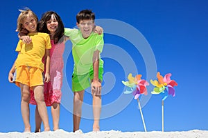 Happy children on beach