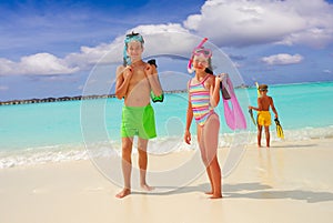 Happy children on beach