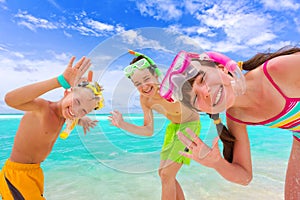 Happy children on beach photo