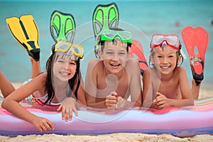 Happy children at beach