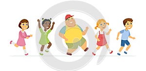 Happy children - cartoon people characters isolated illustration