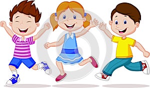 Happy children cartoon running