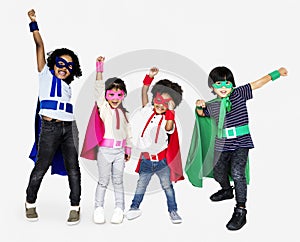 Happy children with cool superpowers photo