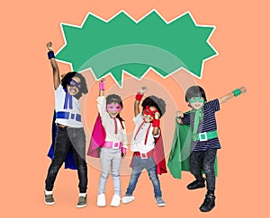 Happy children with cool superpowers photo