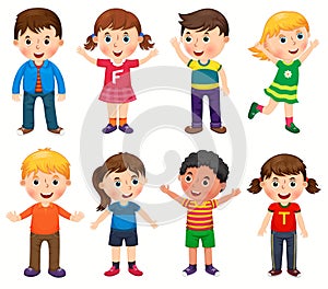 Happy children in different positions vector