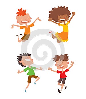 Happy children in different positions vector set.