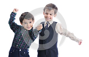 Happy children with fashionable clothes