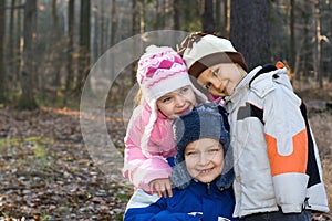 Happy Children in a Forest