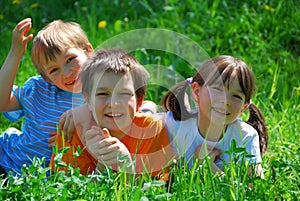 Happy children in garden