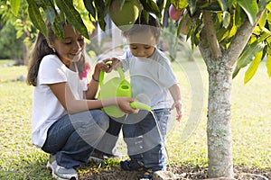 Happy Children Gardening