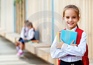 Happy children girlfriend schoolgirl student elementary school