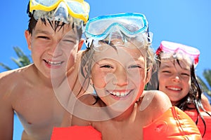 Happy children with goggles