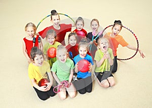 Happy children in gym