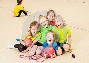 Happy children in gym photo