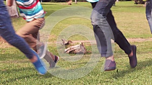 Happy children having a sprint